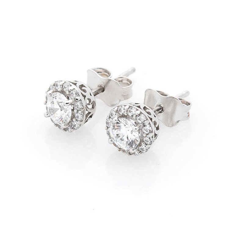 Золотые серьги-пусеты (фианиты) с05427 от ювелирного магазина Оникс