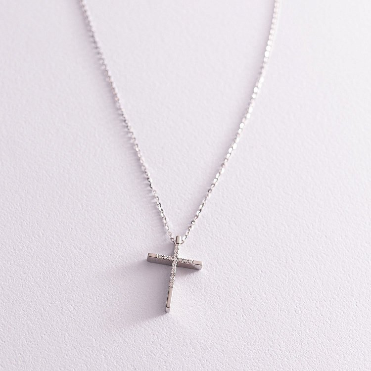 Золоте кольє "Хрестик" з діамантами 104-10017 від ювелірного магазину Онікс