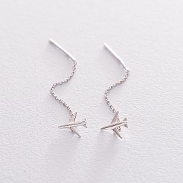 Золоті сережки-протяжки "Літачок" с06384