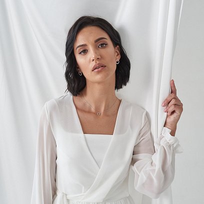 Сережки - пусети "Легкість" в білому золоті с06912 №3