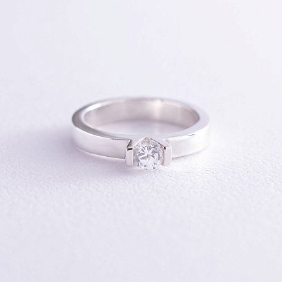 Срібна заручальна каблучка з фіанітом 111925 №3