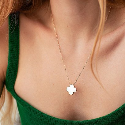 Кольє "Конюшина" в червоному золоті (перламутр) кол02483 №2