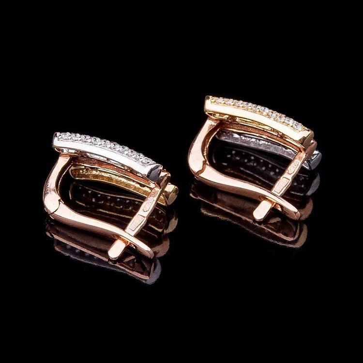 Золотые серьги с фианитами с02776 от ювелирного магазина Оникс - 2