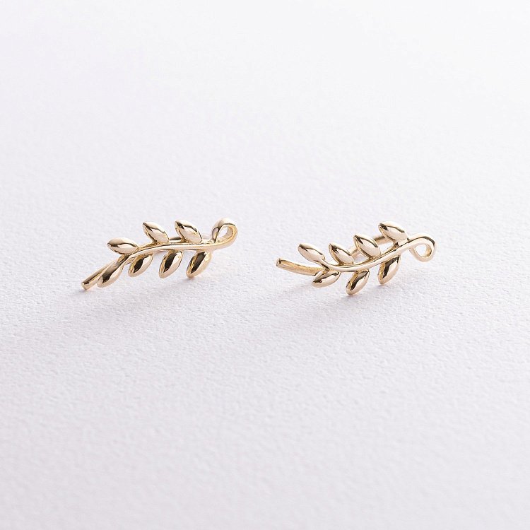 Сережки - клаймбери "Гілочки" у жовтому золоті с08556 від ювелірного магазину Онікс - 2