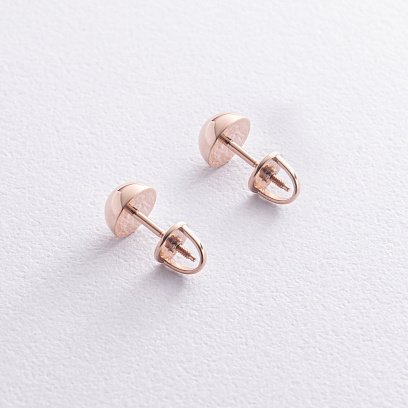 Серьги - пусеты "Полусфера" в красном золоте (0.7 см) с01570 №3