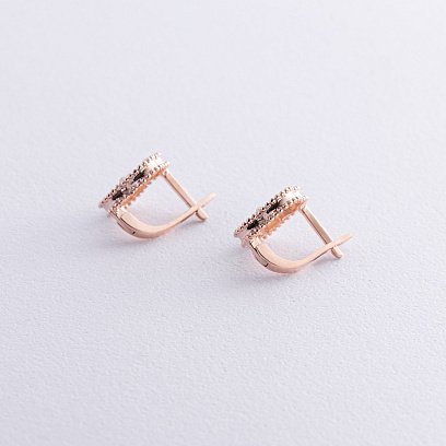 Сережки "Конюшина" в червоному золоті с08851 №3