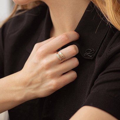 Кольцо "Колоски пшеницы" в желтом золоте к08048 №2