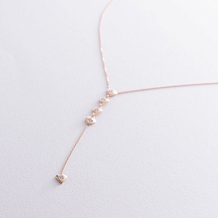 Золоте кольє "Сердечка" з фіанітами кол01495 від ювелірного магазину Онікс