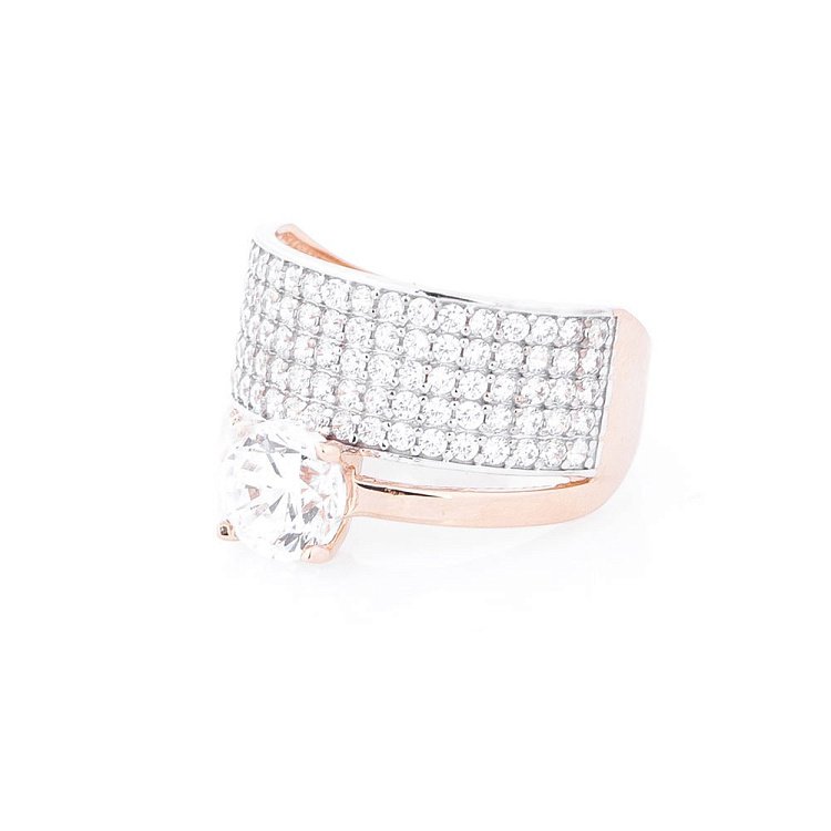 Золотое кольцо (фианиты) к05359 от ювелирного магазина Оникс