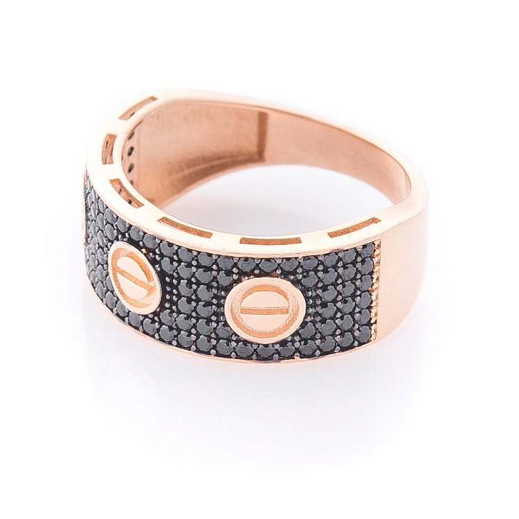 Золотое кольцо с фианитами к05226 от ювелирного магазина Оникс - 1