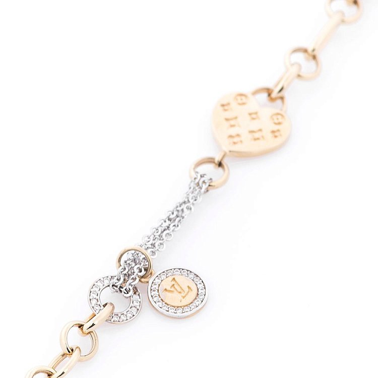 Золотой браслет "LV" (фианиты) б02341 от ювелирного магазина Оникс - 1