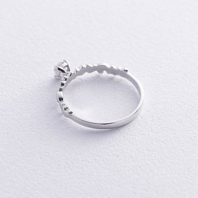 Золотое помолвочное кольцо c сердечками (фианит) к07644 №7