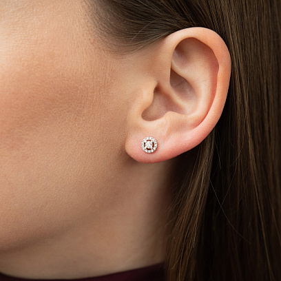 Золотые серьги - пусеты "Сердечки" с бриллиантами сб0049са №8