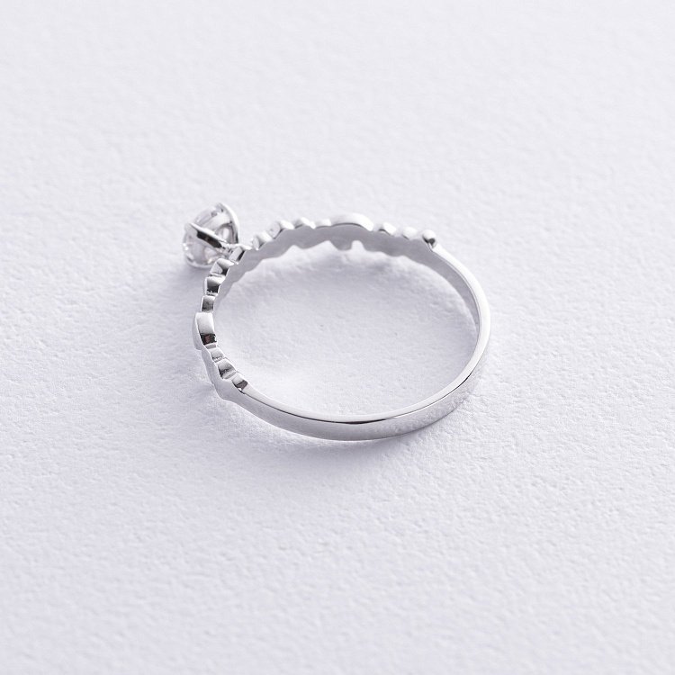 Золотое помолвочное кольцо c сердечками (фианит) к07644 от ювелирного магазина Оникс - 6