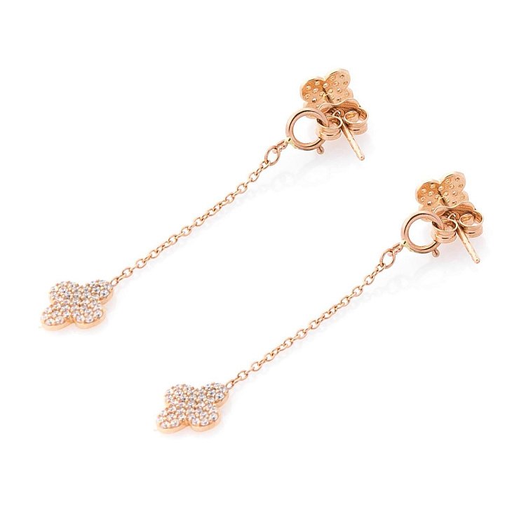 Золоті сережки "Конюшина" з фіанітами с05573 від ювелірного магазину Онікс - 2