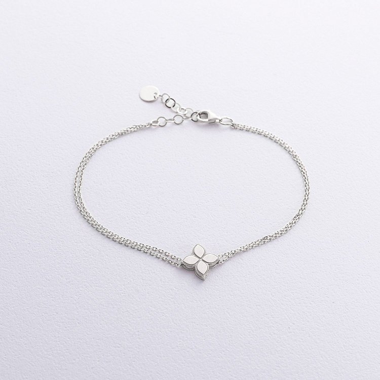 Браслет "Конюшина" в білому золоті б05402 від ювелірного магазину Онікс