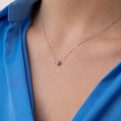 Золоте кольє з одним каменем (діамант) колб0104z №5