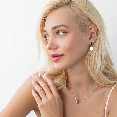 Сережки "Монетки" в білому золоті с07622 №2