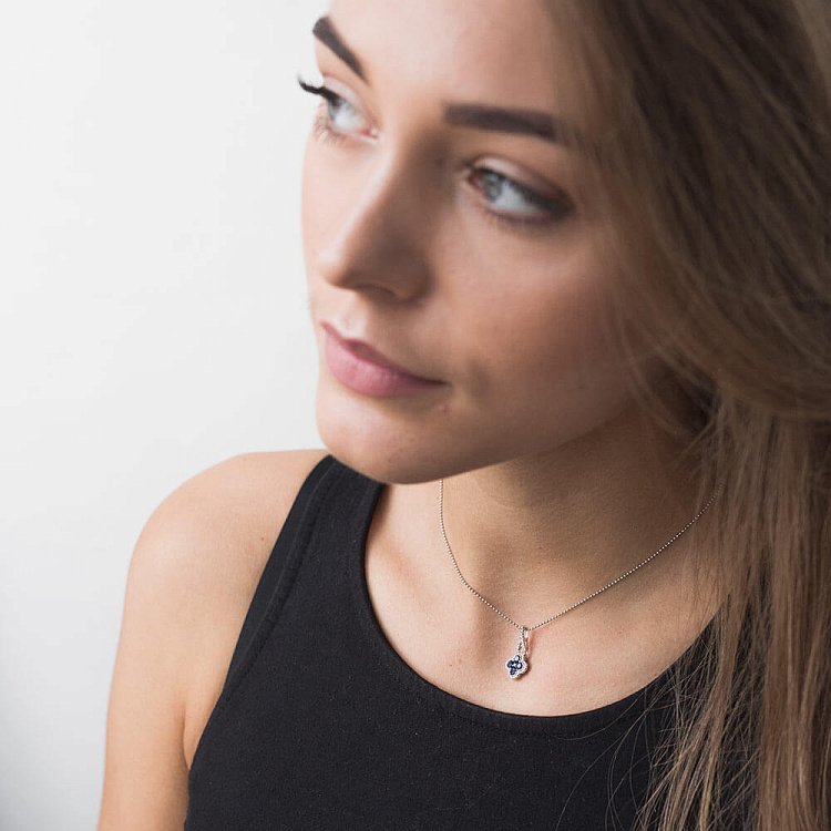 Золотая подвеска с бриллиантами и сапфирами пб0078lg от ювелирного магазина Оникс - 1