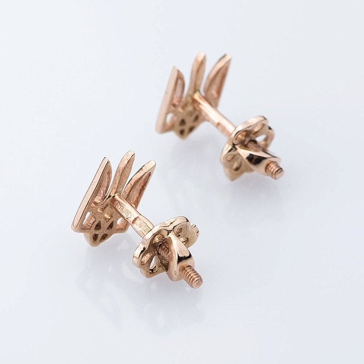 Серьги Герб Украины "Тризуб" 5мм с02838 - 1 Серьги Герб Украины "Тризуб" 5мм с02838 от ювелирного магазина Оникс - 1