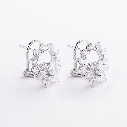 Серьги в белом золоте (бриллианты) сб0693cha №3