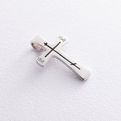 Крестик в белом золоте (чернение) п03786