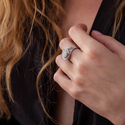 Кольцо в белом золоте с бриллиантами kegк602 №6