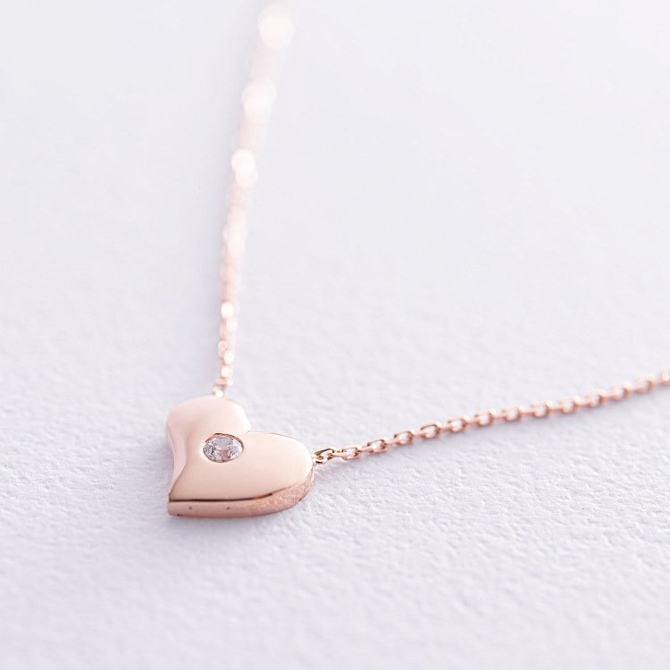 Золоте кольє "Серце" (фіаніт) кол01177 від ювелірного магазину Онікс - 2