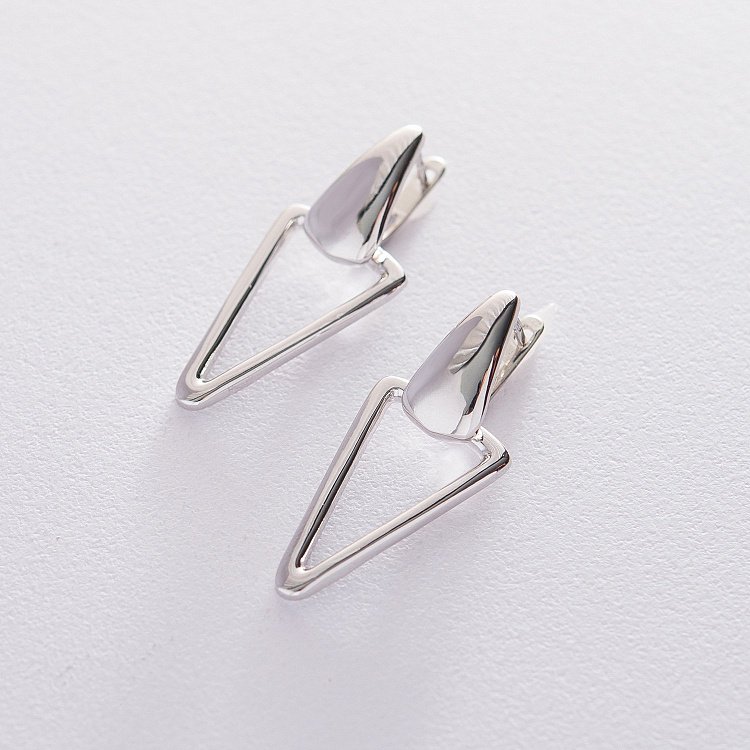 Серебряные серьги "Треугольники" 122502 от ювелирного магазина Оникс - 2