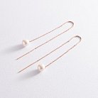 Золоті сережки - протяжки з перлами 580035 от ювелирного магазина Оникс - 2