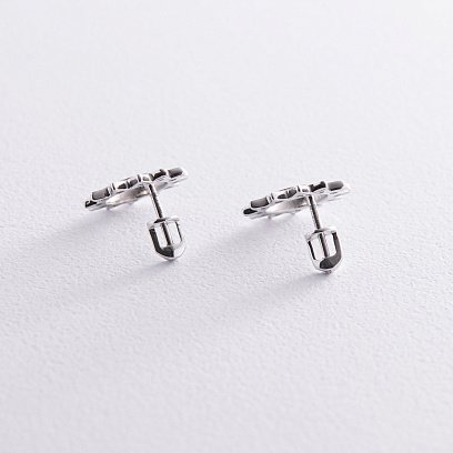 Серьги - пусеты "Солнце" в белом золоте с08192 №3