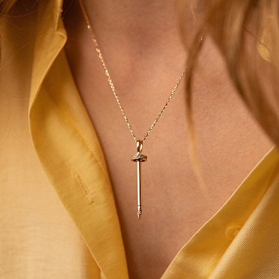 Колье "Гвоздь" в красном золоте (фианиты) кол02353 №2