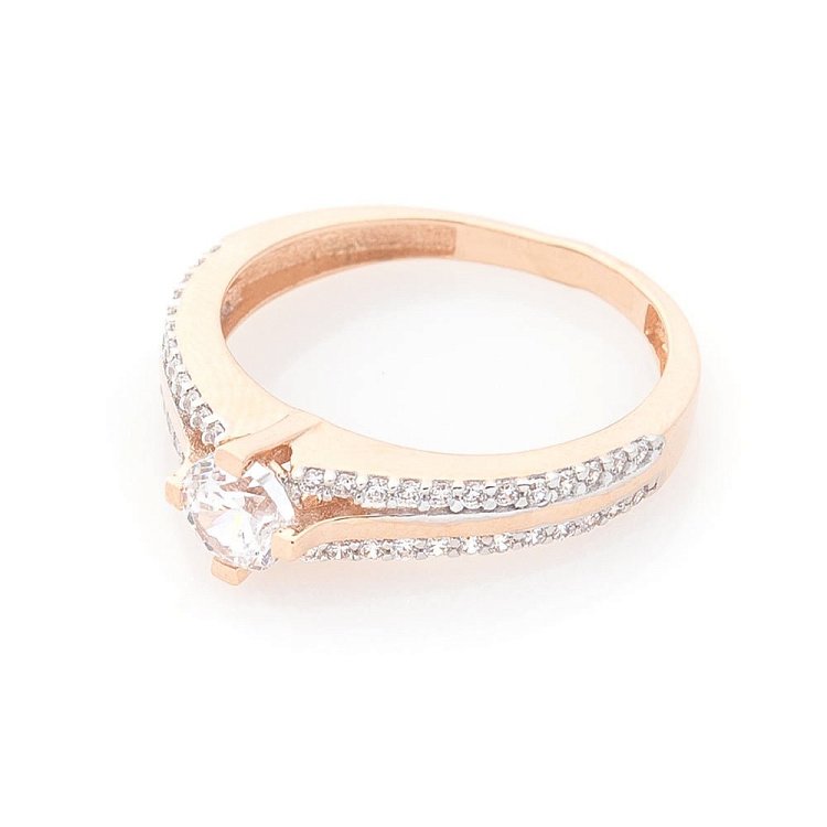 Золотое помолвочное кольцо с фианитами к03932 от ювелирного магазина Оникс - 2