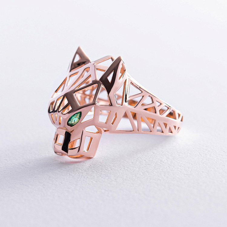 Кольцо "Пантера" в красном золоте (фианиты) к07036 от ювелирного магазина Оникс - 3