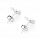 Срібні дитячі сережки-пусети "Метелики" (емаль, фіаніт) 122433 от ювелирного магазина Оникс - 1