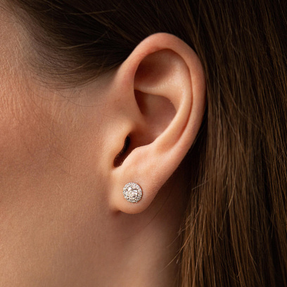 Золотые серьги - пусеты с бриллиантами 344681121 №4