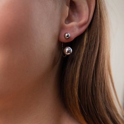 Серьги "Хельга" с шариками (белое золото) с08235 №4