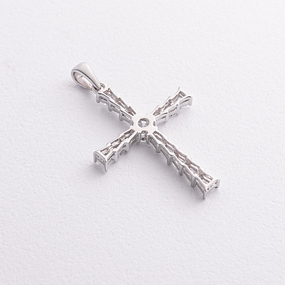 Крестик в белом золоте с бриллиантами пб0368cha №2