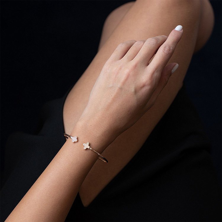 Жетский золотой браслет "Клевер" (фианит) б04136 от ювелирного магазина Оникс - 1