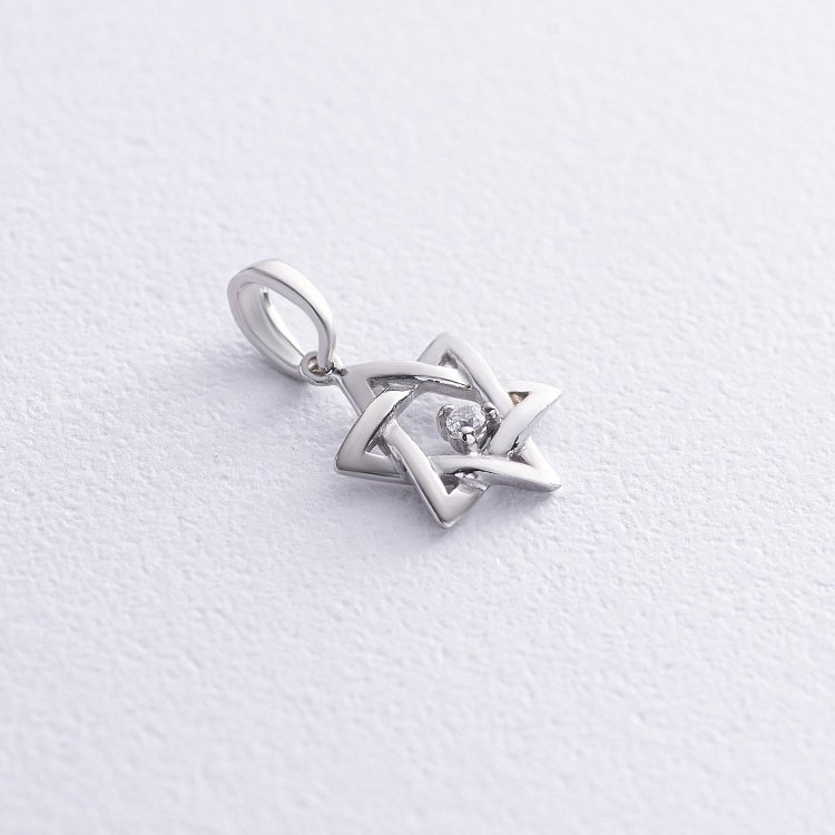 Срібна підвіска "Зірка Давида" з фіанітом 133043 від ювелірного магазину Онікс