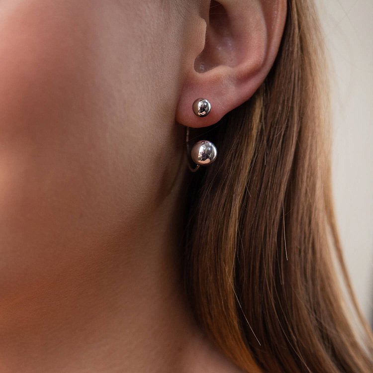 Серьги "Хельга" с шариками (белое золото) с08235 от ювелирного магазина Оникс - 5