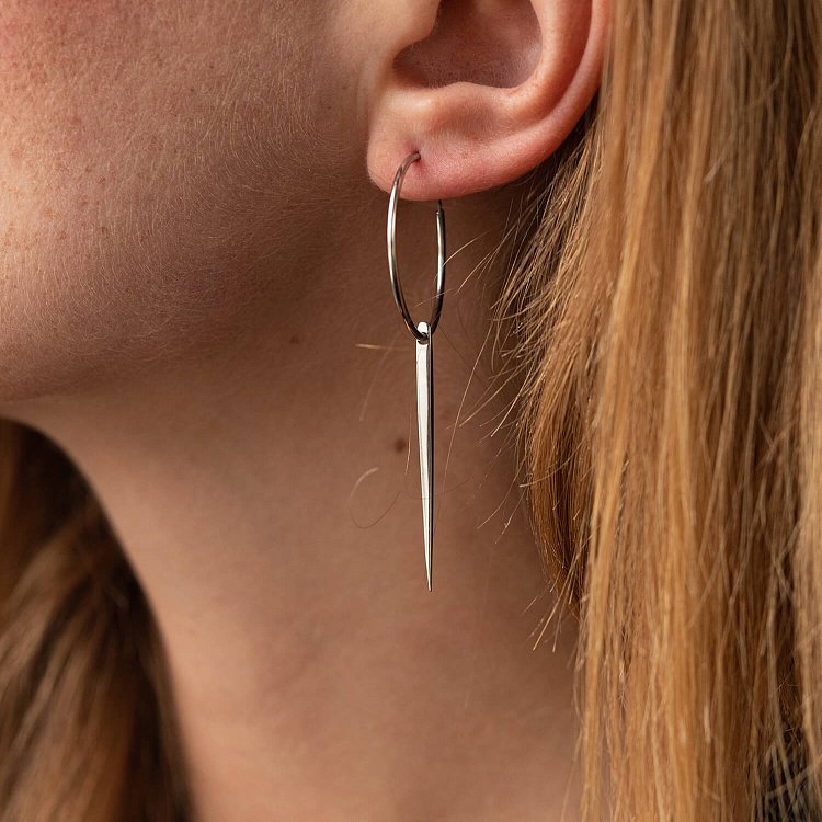 Срібні сережки - кільця "Асиметрія" 4853 від ювелірного магазину Онікс - 9