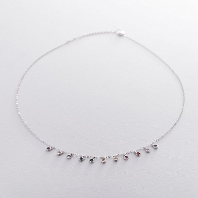 Серебряное колье Разноцветное 18895 №2