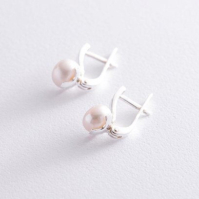 Серебряные серьги с жемчугом 12797 №3