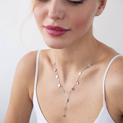 Серебряное колье - галстук "Монетки" 181185 №2