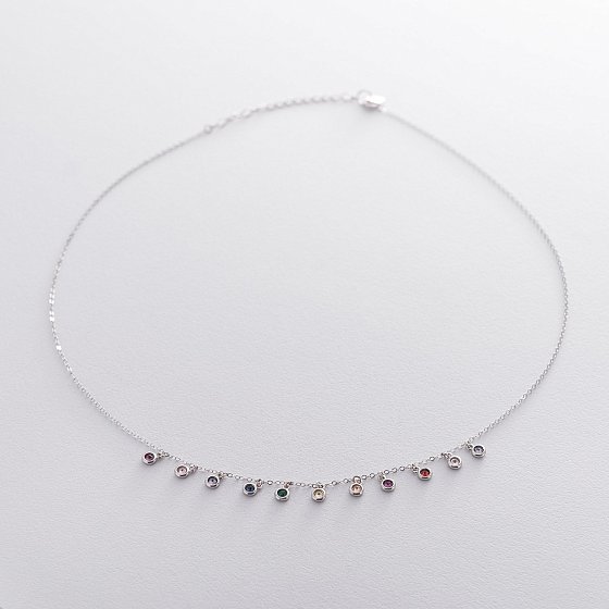 Серебряное колье Разноцветное 18895 №2