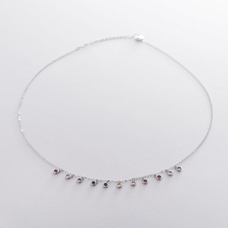 Серебряное колье Разноцветное 18895 от ювелирного магазина Оникс - 4