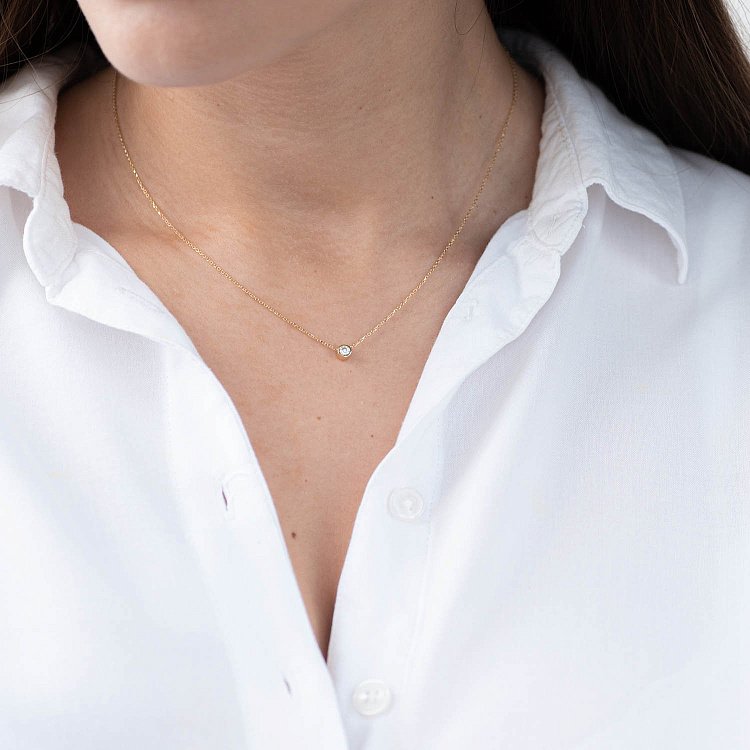 Золоте кольє з фіанітом кол00954 від ювелірного магазину Онікс - 7