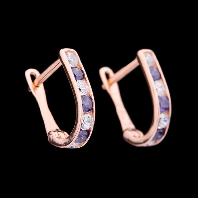 Золоті дитячі сережки з фіанітами с03376 від ювелірного магазину Онікс