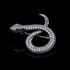 Срібна брошка "Змія" з фіанітами 16091 от ювелирного магазина Оникс